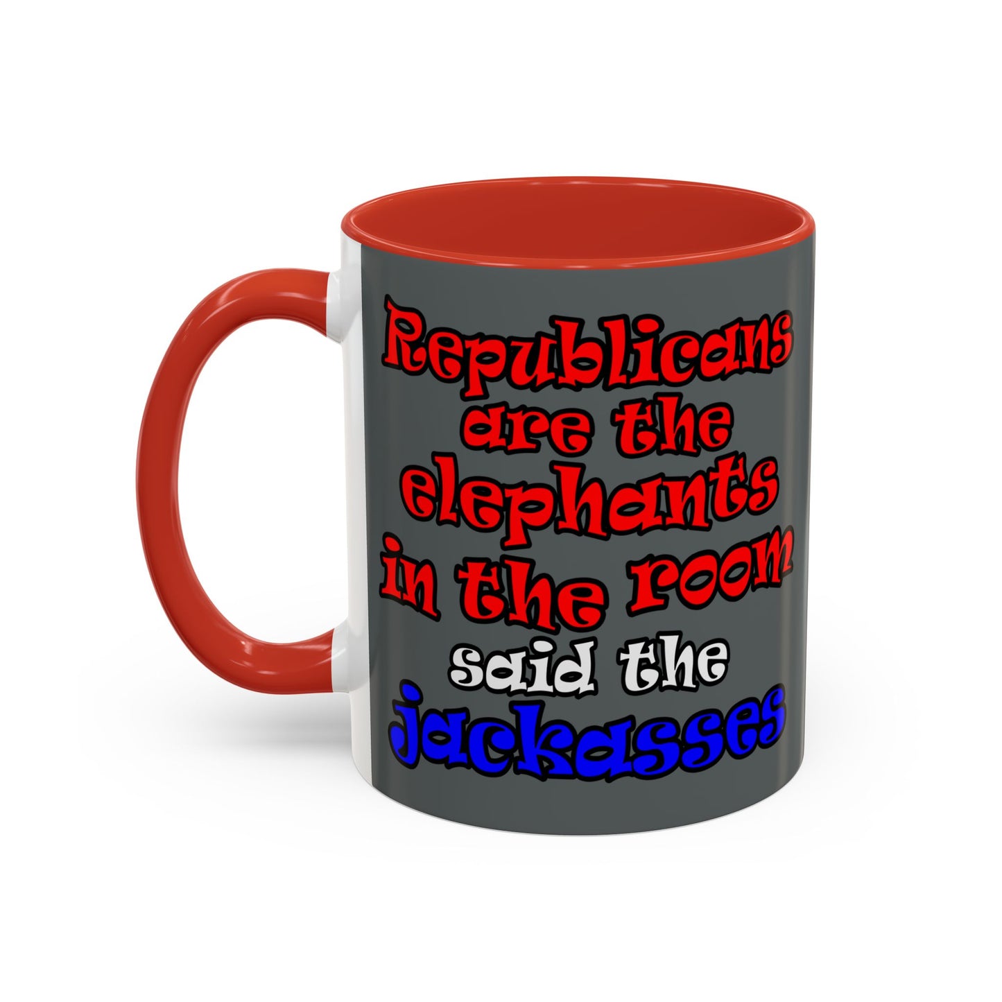 donkeys and elephants - Accent Mug (dark grey)