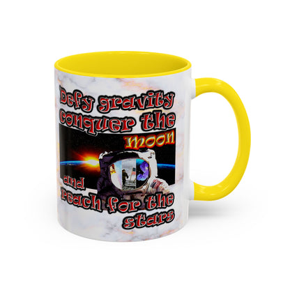defy conquer reach - Accent Mug (white marble)