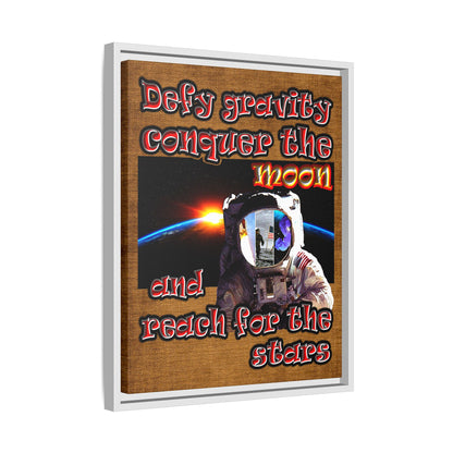 defy conquer reach - framed canvas art (brown papyrus)
