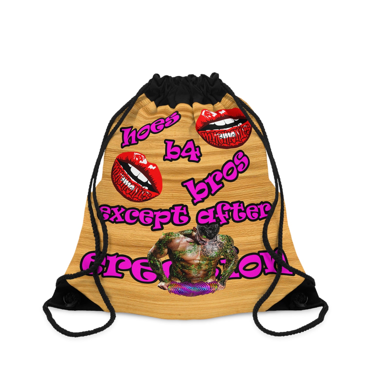 hoes b4 bros - Drawstring Bag (butterscotch wood finish)