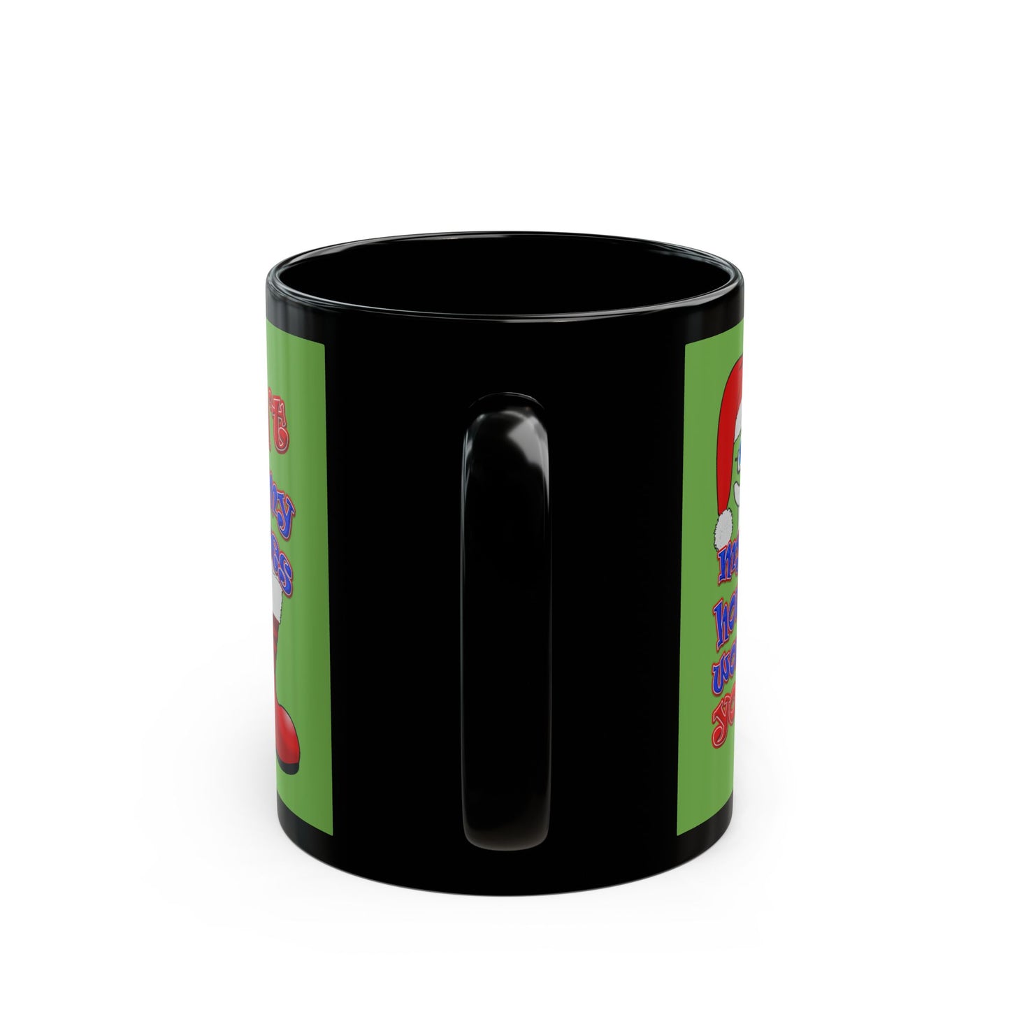 santa's shoes - Black Mug (green)