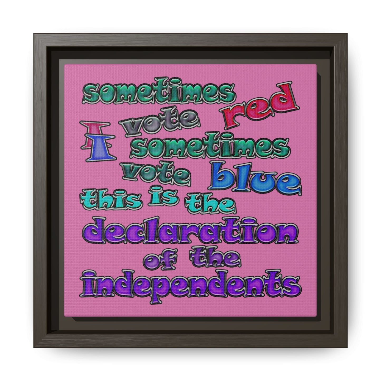 declaration of the independents - framed canvas art (light pink)