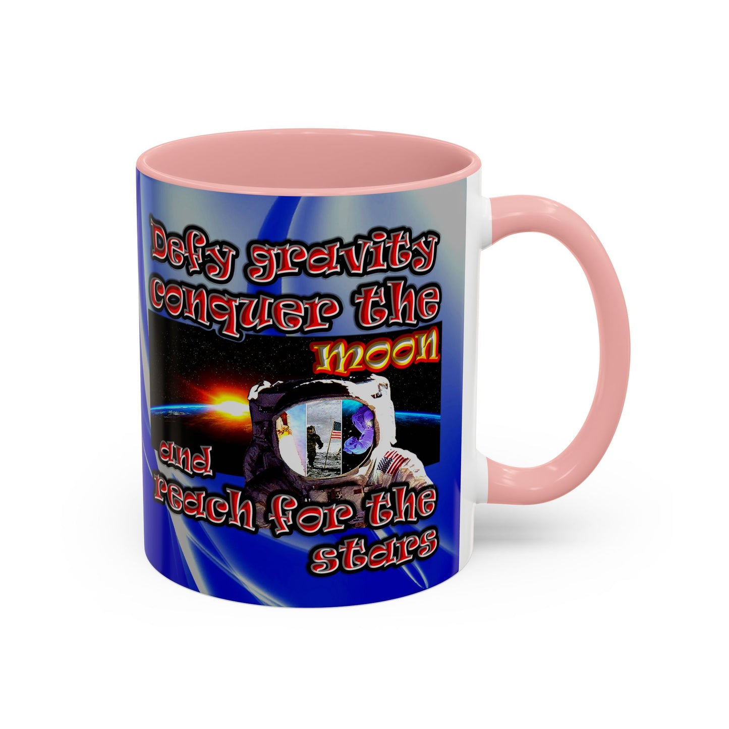 defy conquer reach - Accent Mug (blue-white wave)
