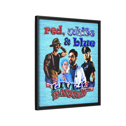 rw&b lives matter - framed canvas art (faded blue)