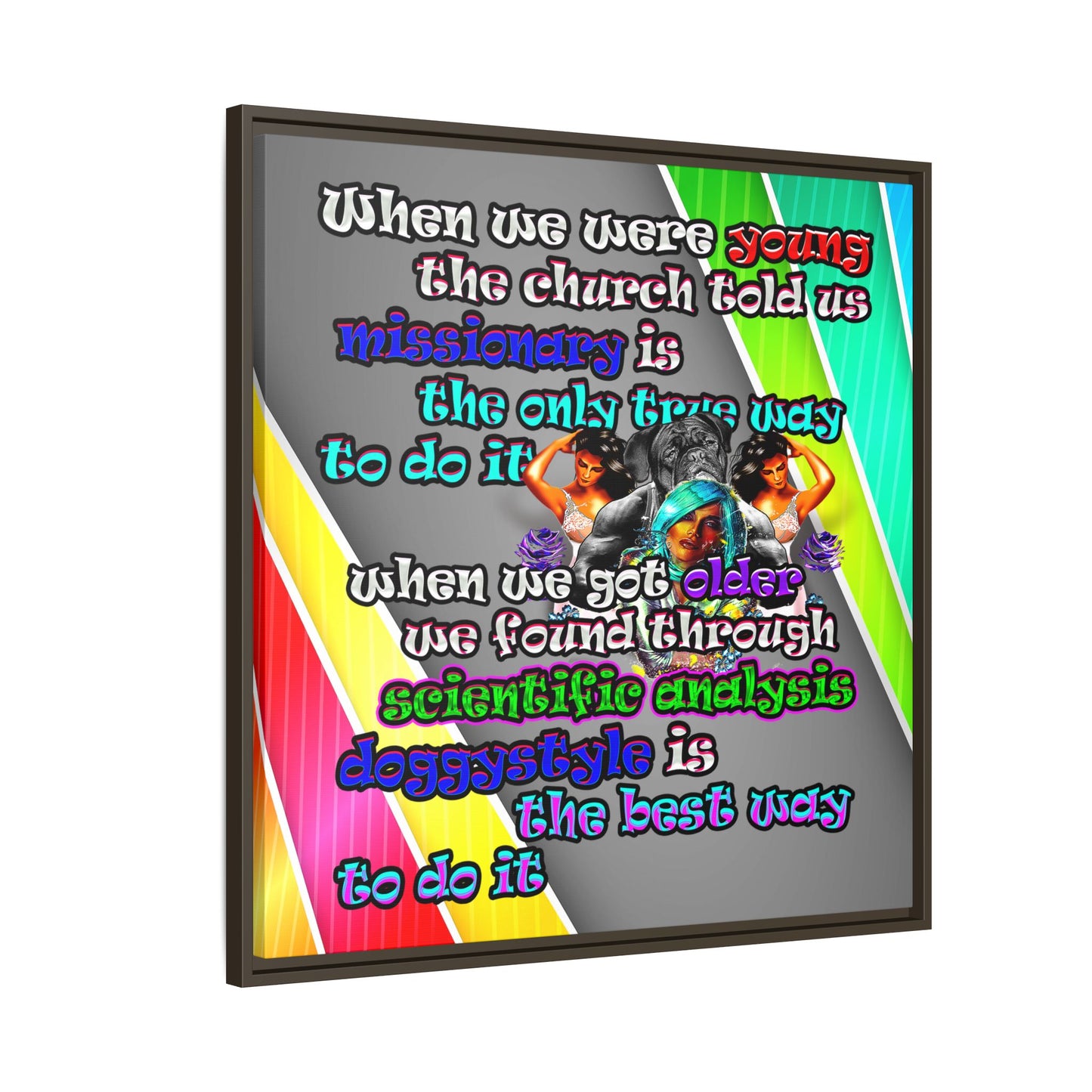 doggystyle - framed canvas art (rainbow split)