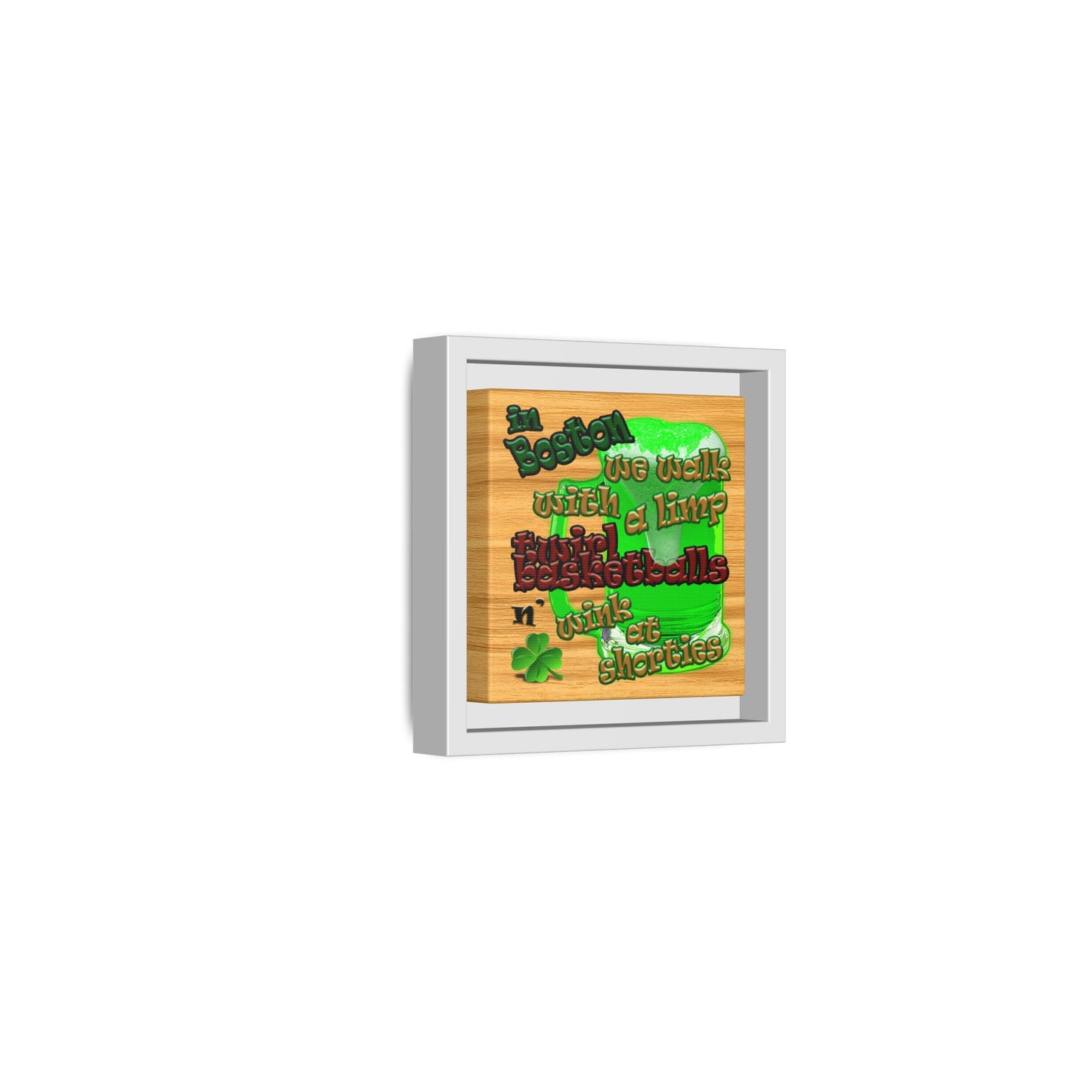 celtics logo - framed canvas art (butterscotch wood finish)