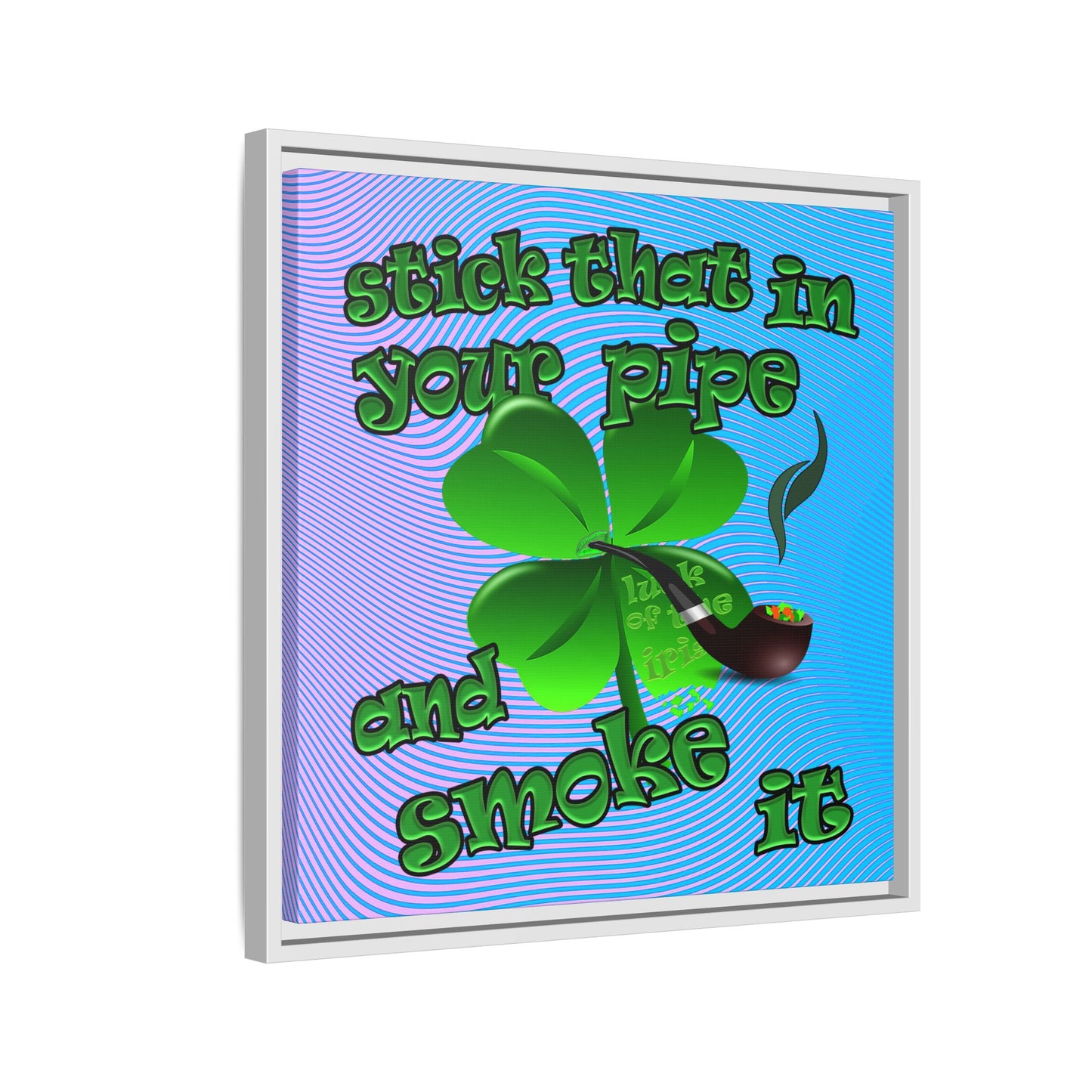 stick that in your pipe and smoke it - framed canvas art (light blue-purple wave)