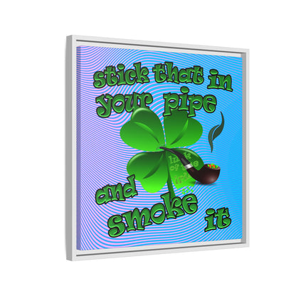 stick that in your pipe and smoke it - framed canvas art (light blue-purple wave)