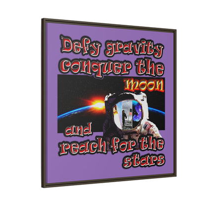 defy conquer reach - framed canvas art (light purple)