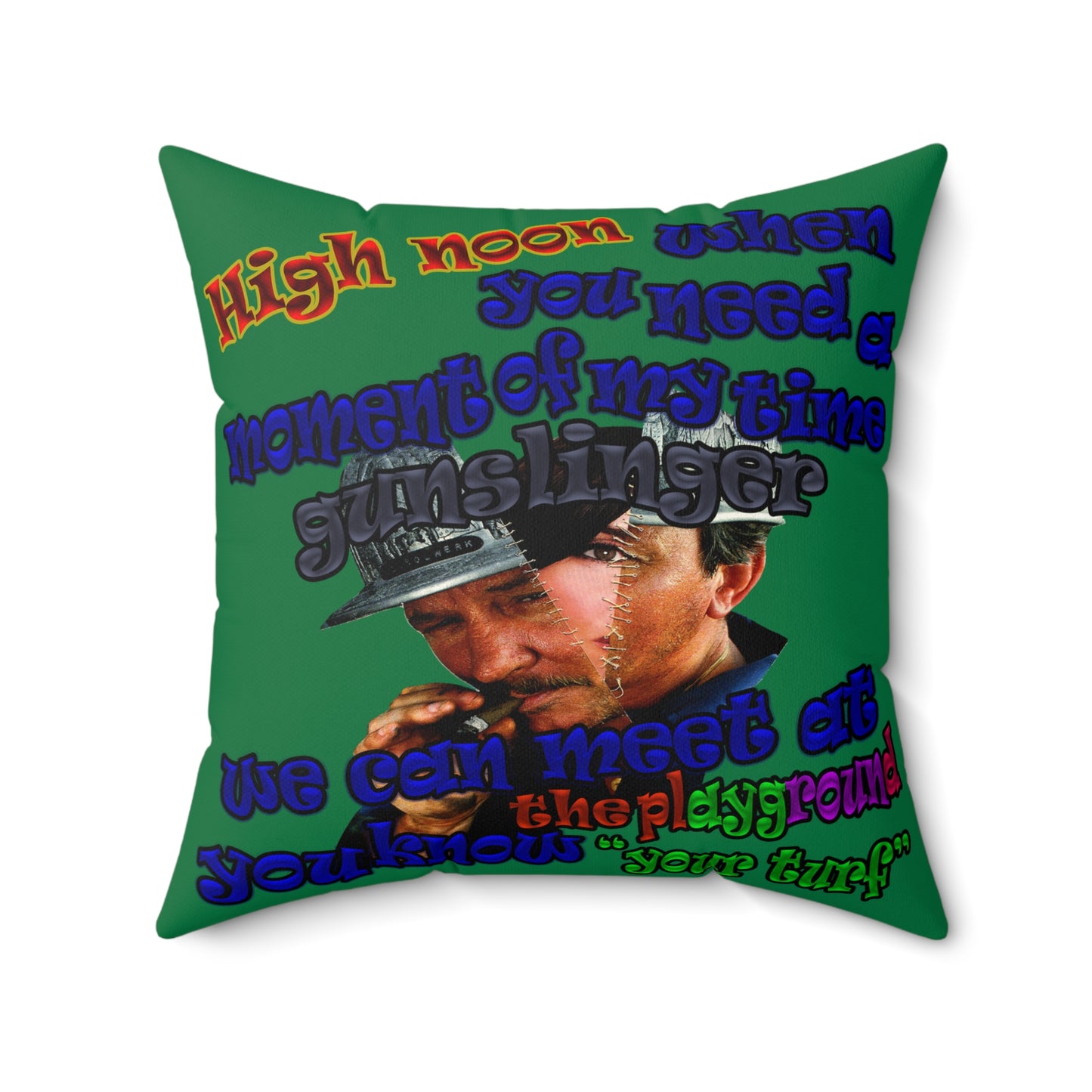 high noon - Faux Suede Square Pillow - (dark green)