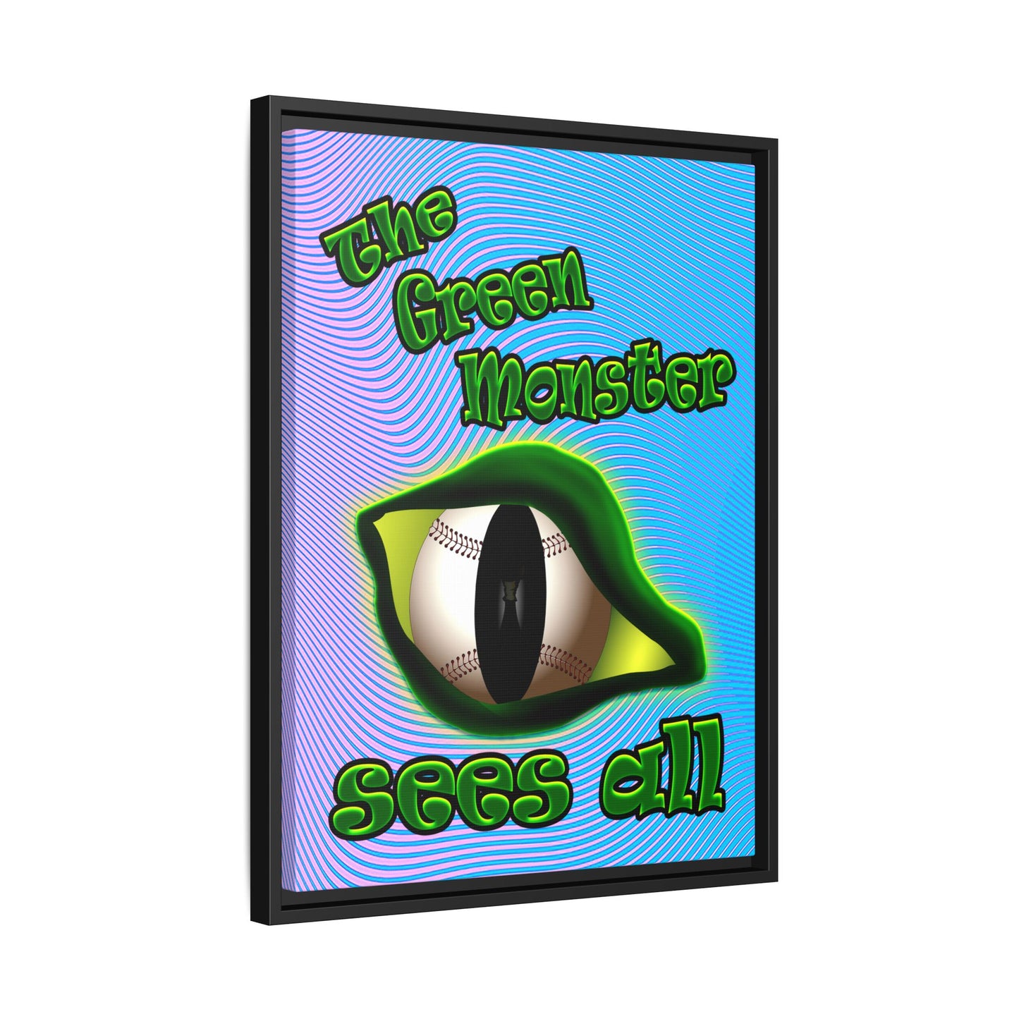 green monster - framed canvas art (light blue-purple wave)