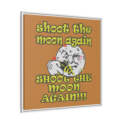 shoot the moon again - framed canvas art (light brown)