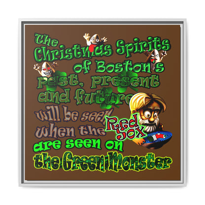 christmas spirits of boston - framed canvas art (brown)