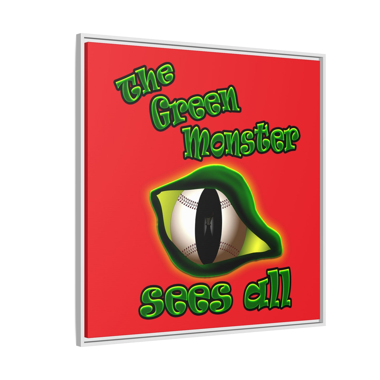 green monster - framed canvas art (red)
