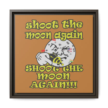 shoot the moon again - framed canvas art (light brown)