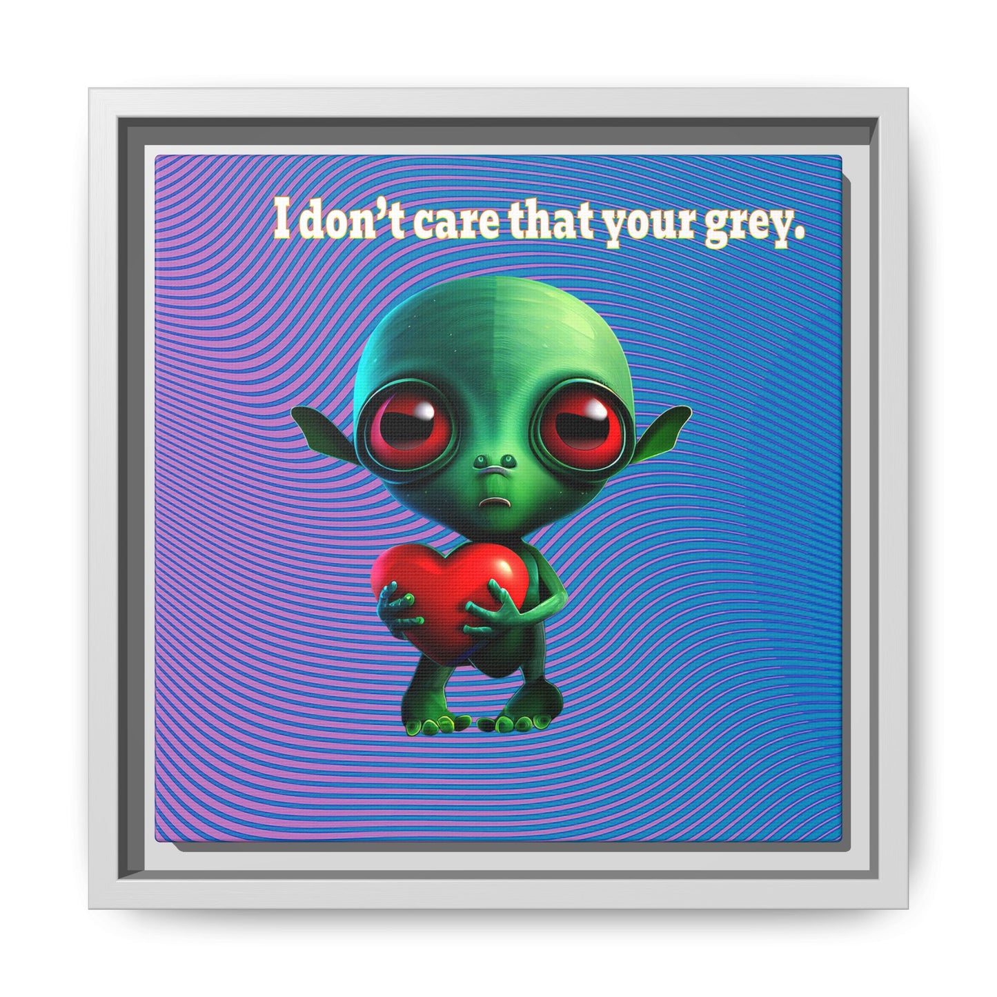 I don't care that your grey - framed canvas art (light blue-purple wave)