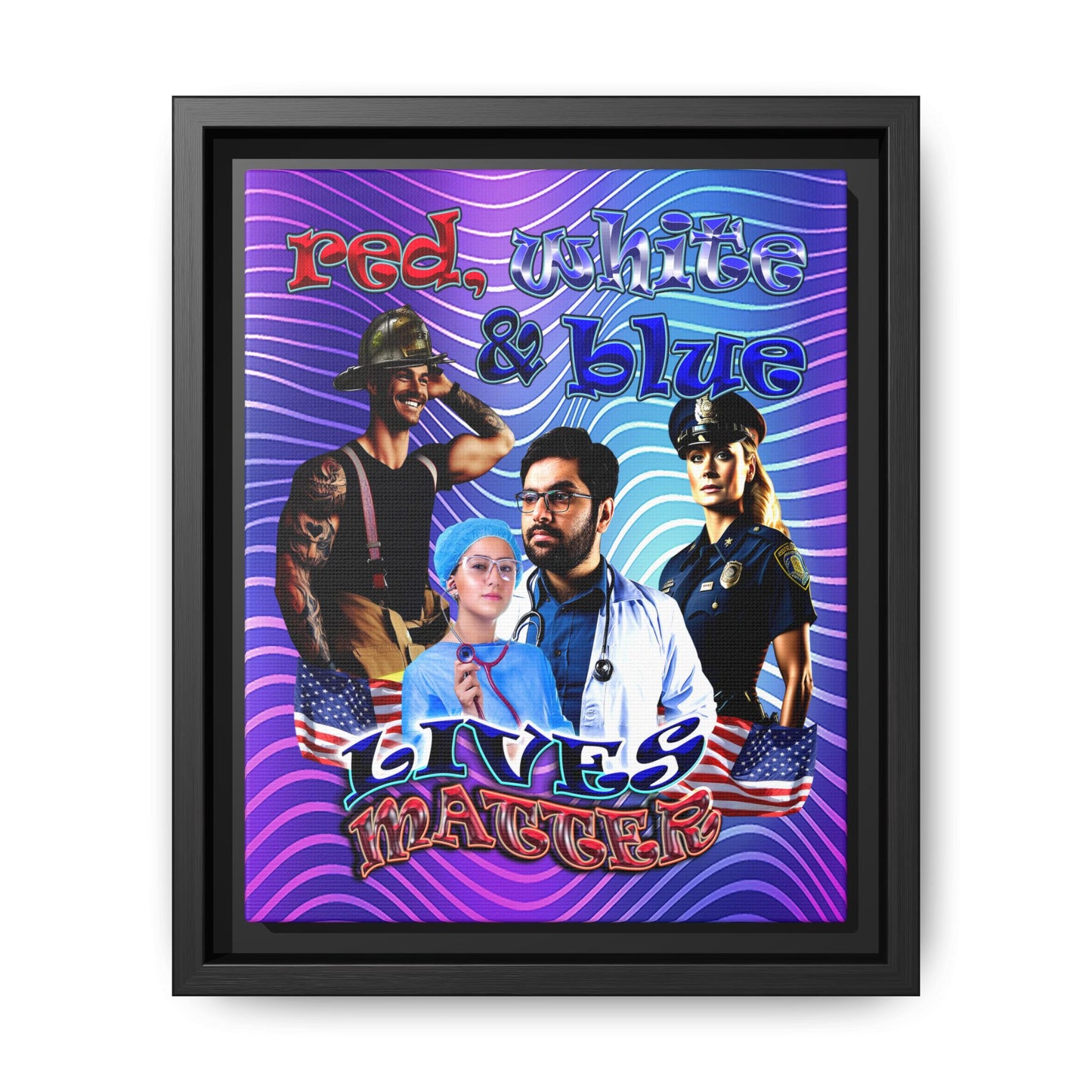 rw&b lives matter - framed canvas art (purple wave)