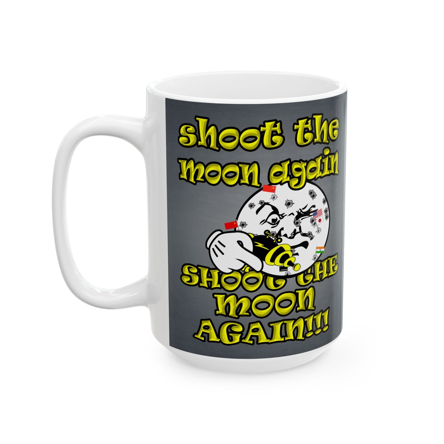 shoot the moon again - White Mug (grey-light grey)