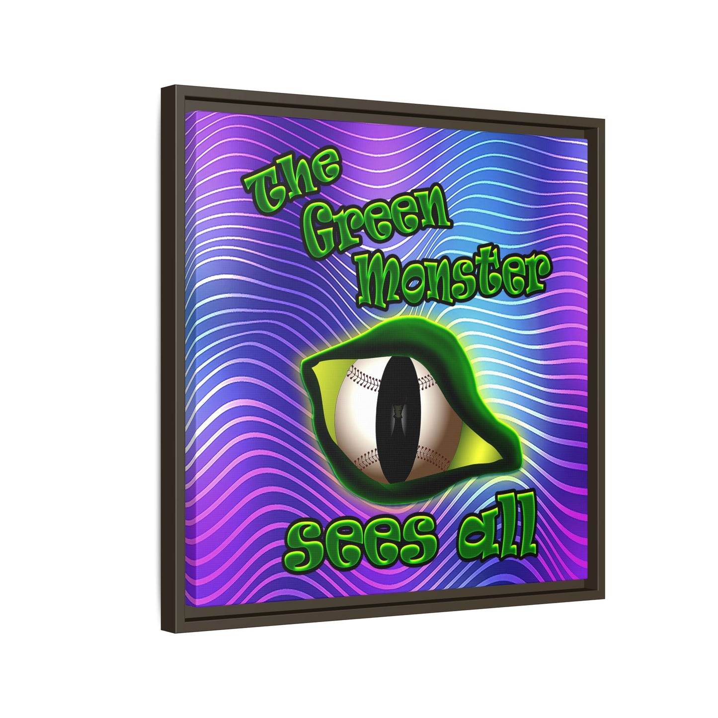 green monster - framed canvas art (purple wave)