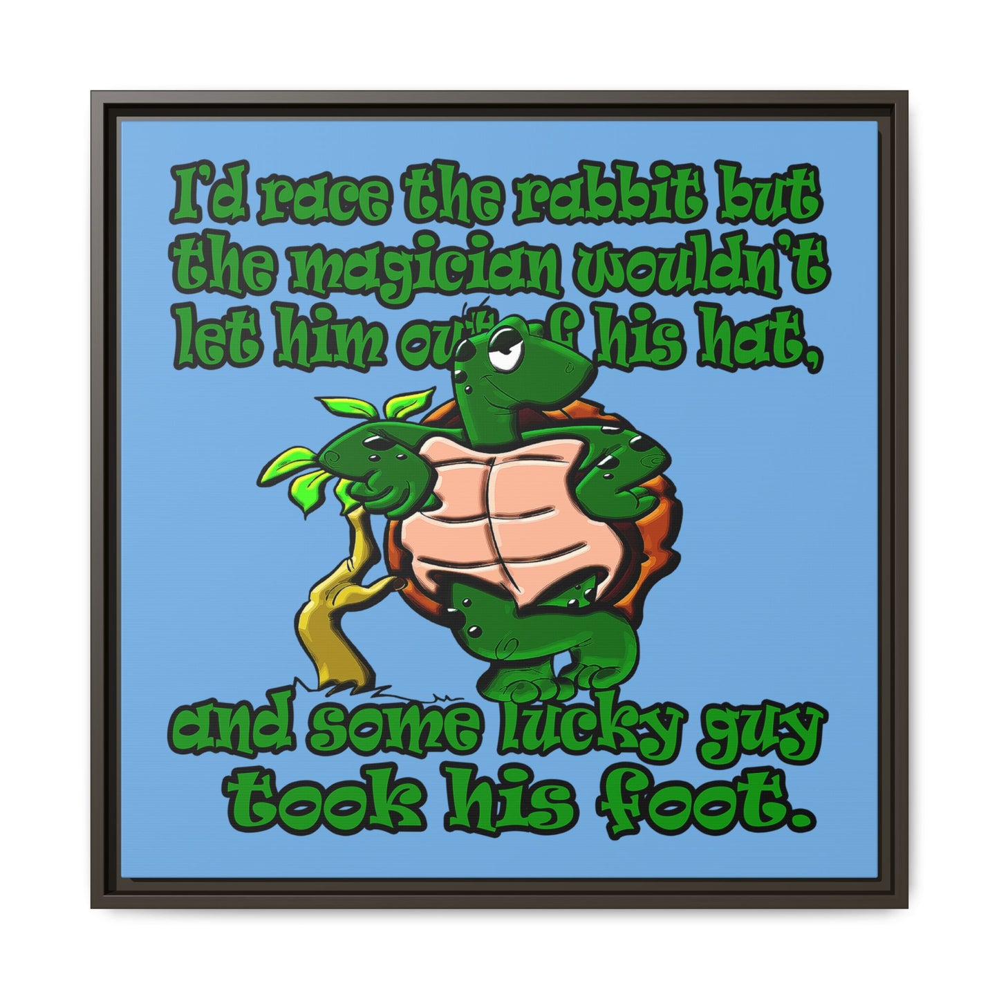 turtle race - framed canvas art (light blue)