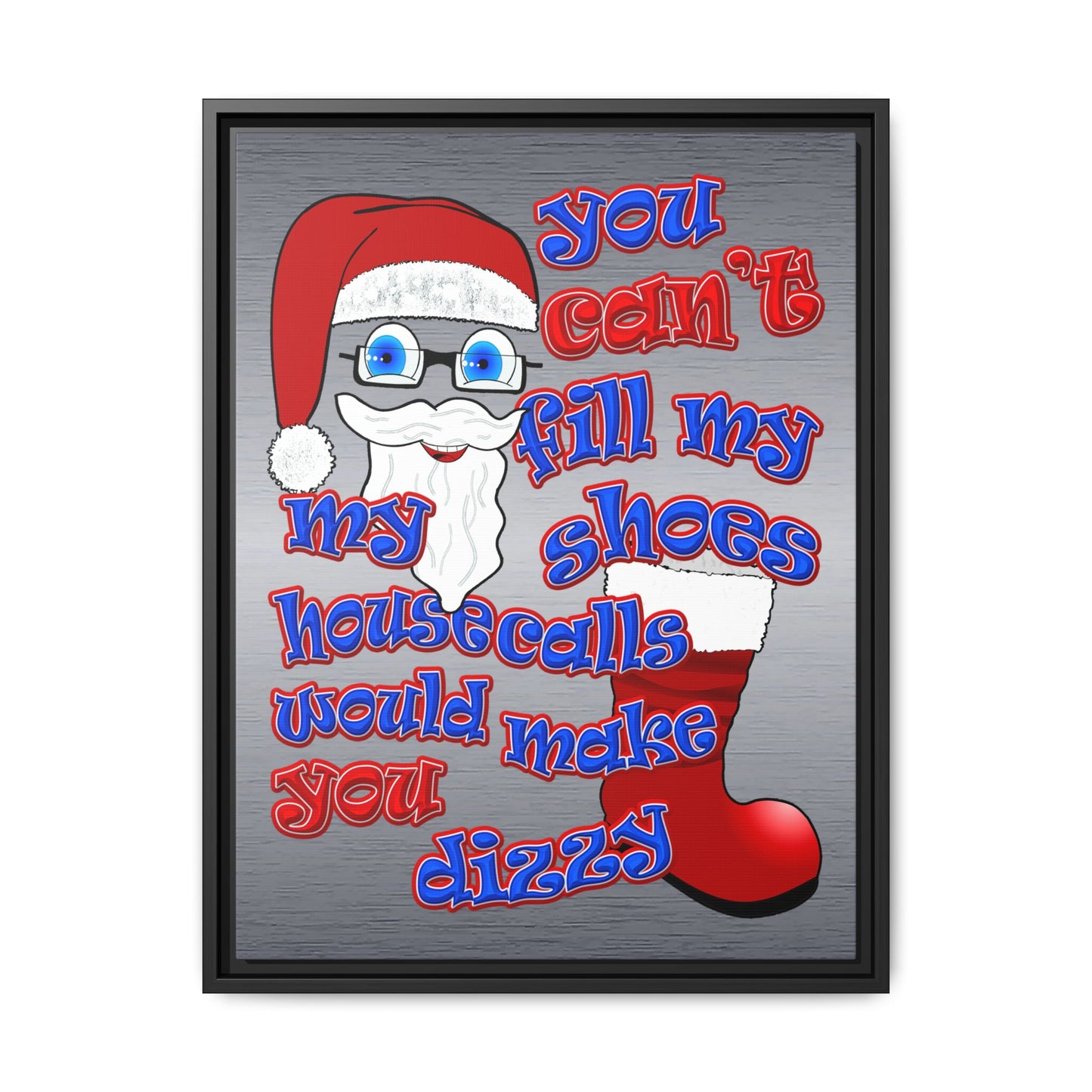 santa's shoes - framed canvas art (brushed nickel)