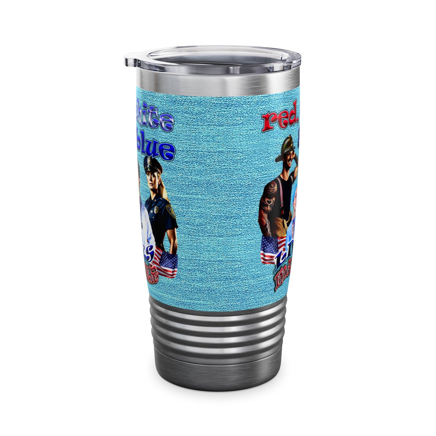 rw&b lives matter - Ringneck Tumbler, 20oz (faded blue)