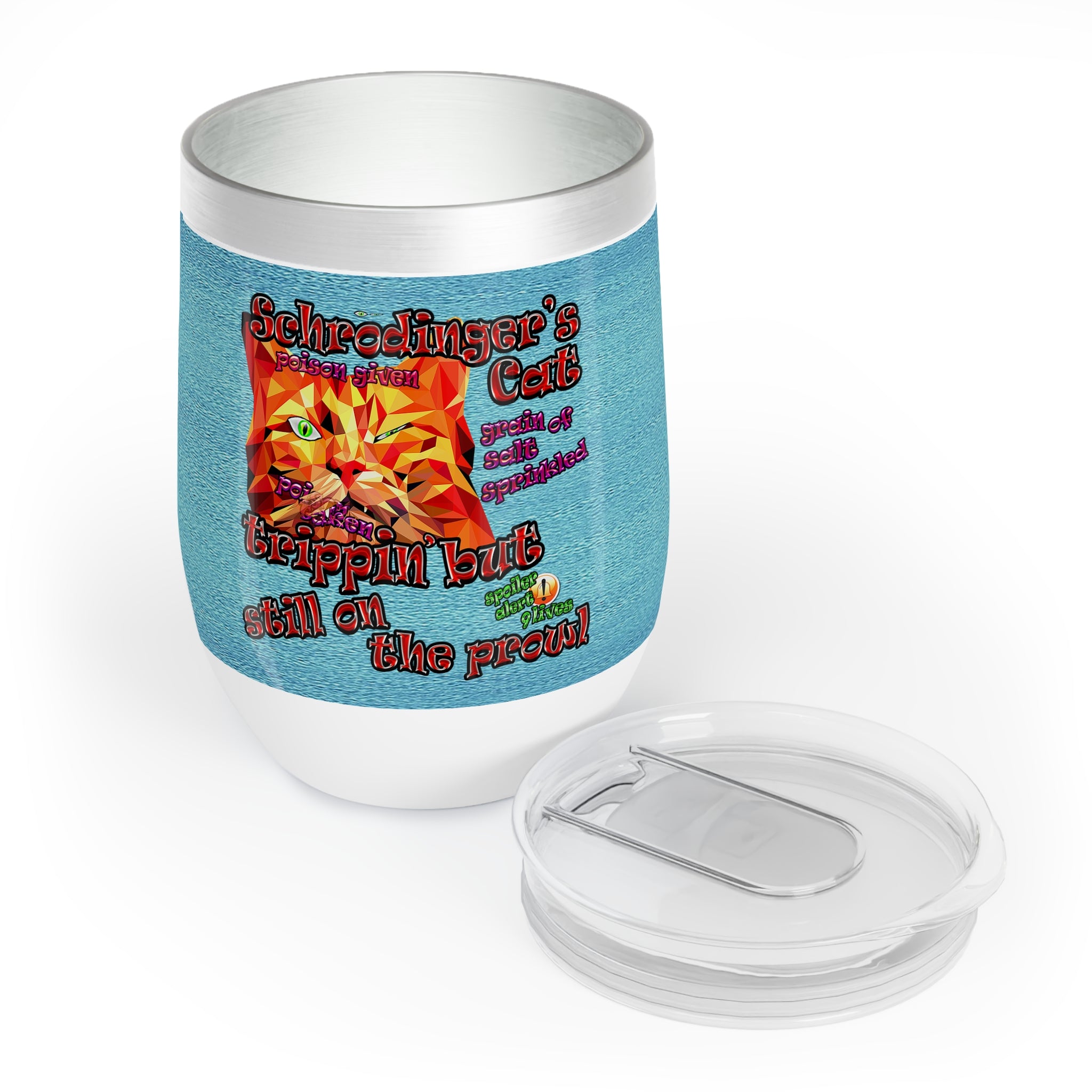 schrodinger's cat - Chill Wine Tumbler (faded blue)