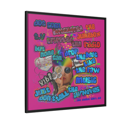 drop the beat - framed canvas art (pink)