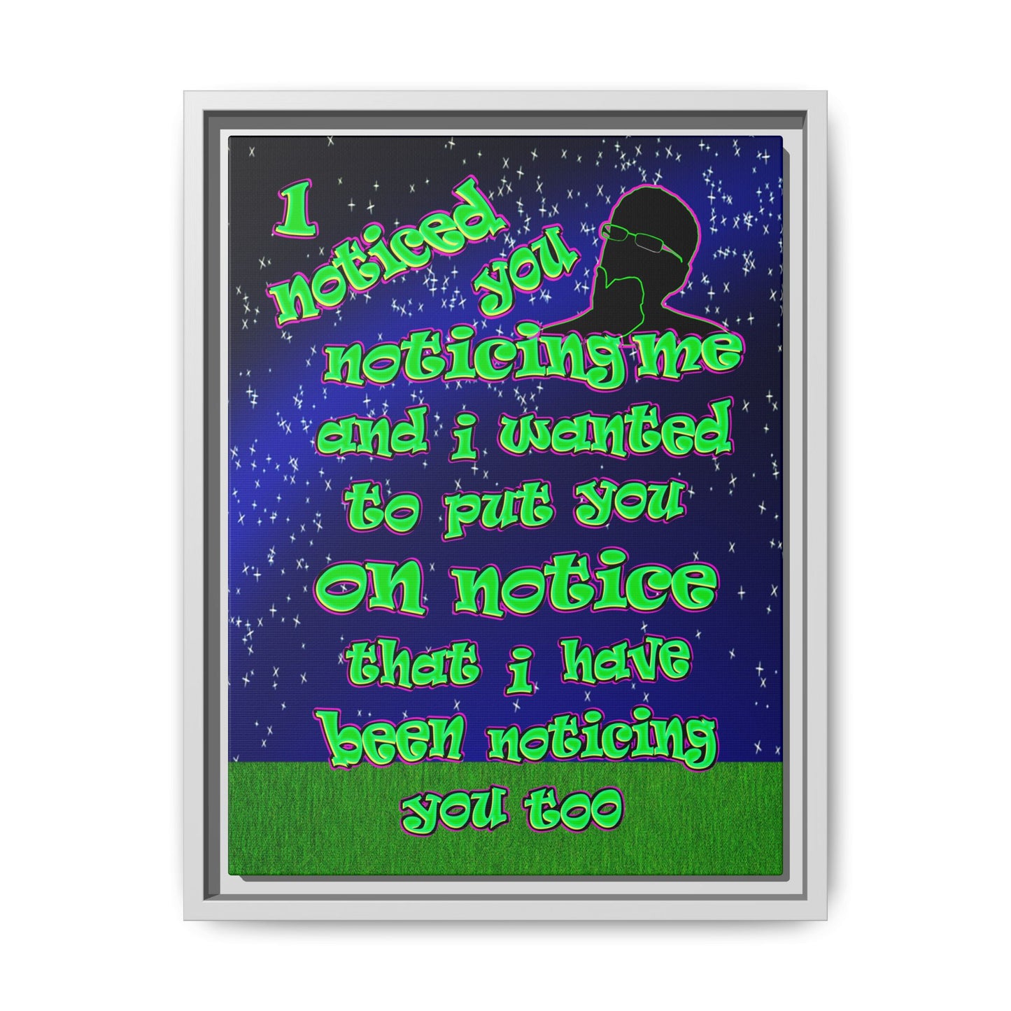 noticed you noticing - framed canvas art ('snoops' background)