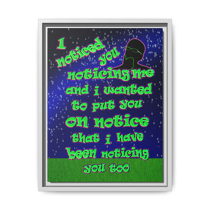 noticed you noticing - framed canvas art ('snoops' background)