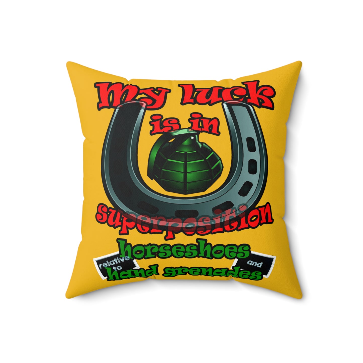 my luck - Faux Suede Square Pillow - (yellow)