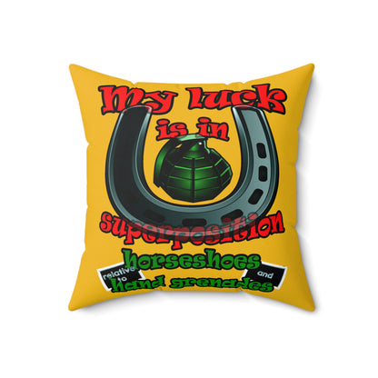 my luck - Faux Suede Square Pillow - (yellow)