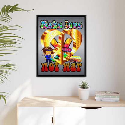 love peace - framed canvas art (brushed nickel)