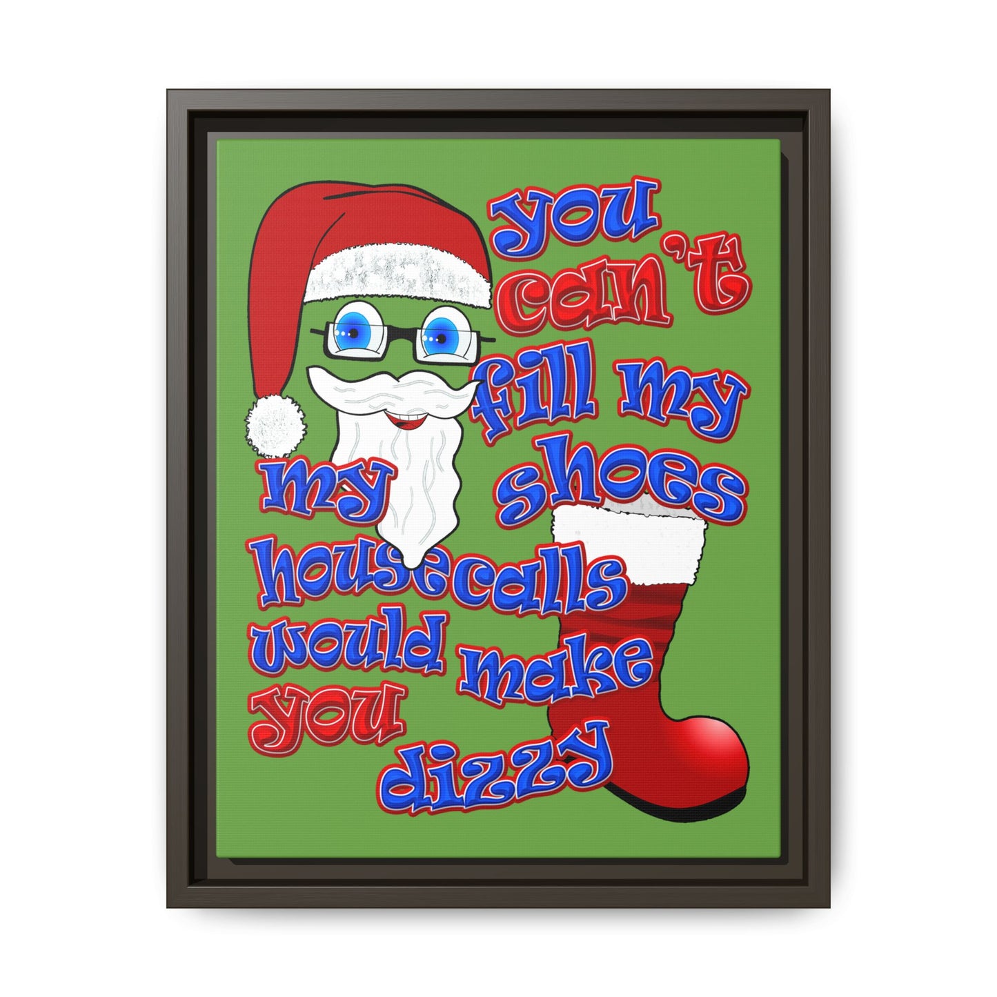 santa's shoes - framed canvas art (green)