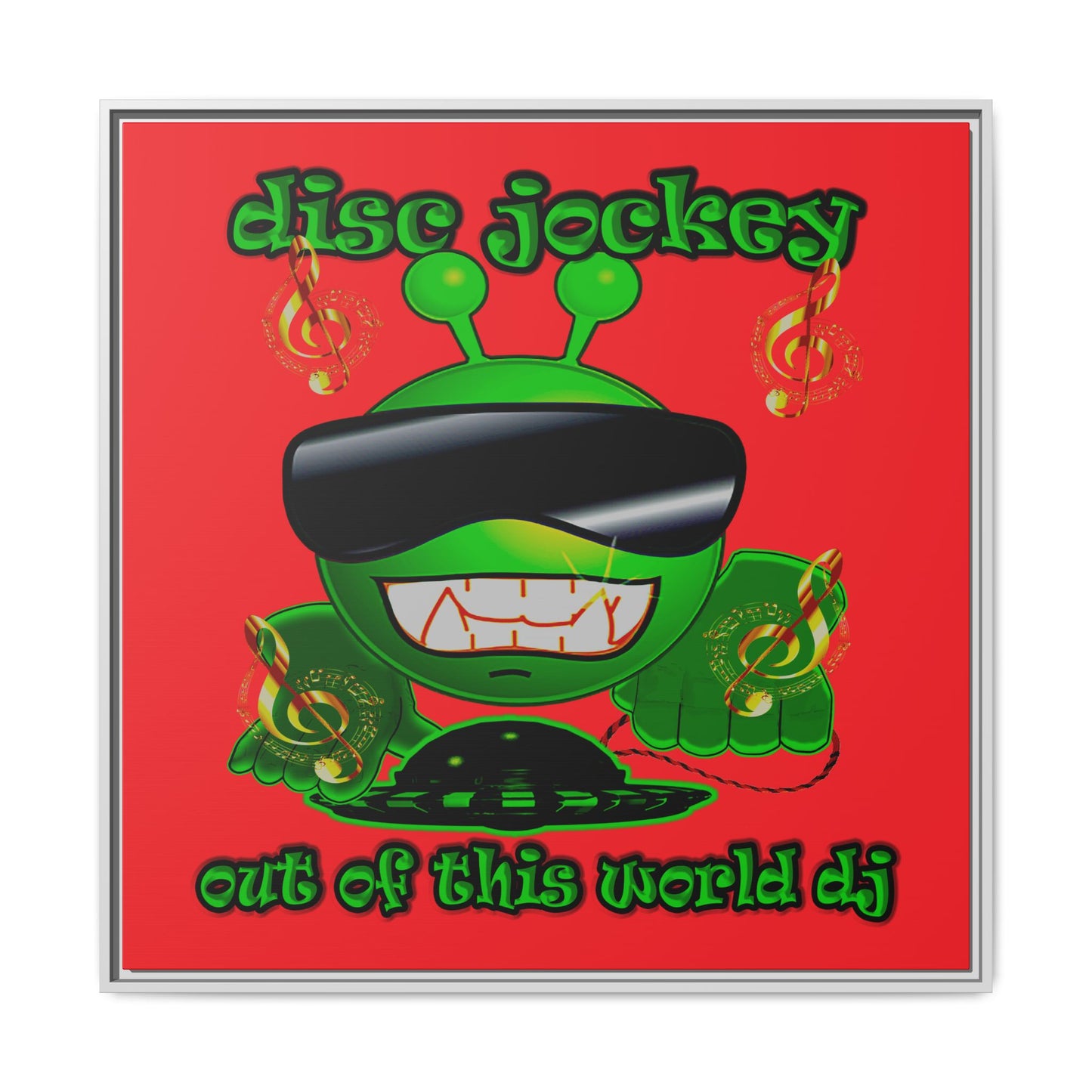 disc jockey - framed canvas art (red)
