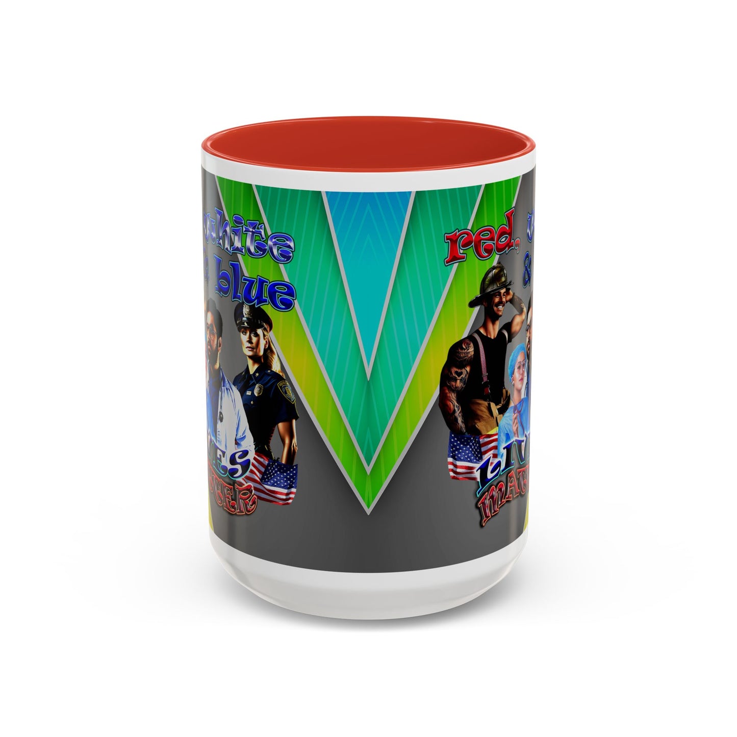 rw&b lives matter - Accent Mug (rainbow split)