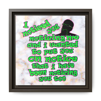 noticed you noticing - framed canvas art (white marble)