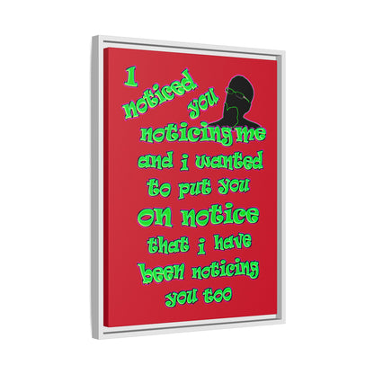 noticed you noticing - framed canvas art (dark red)