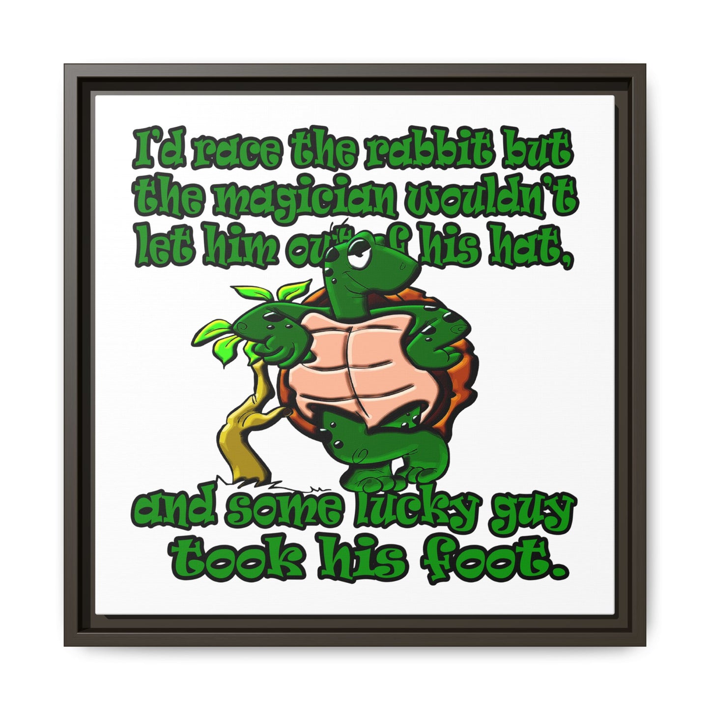 turtle race - framed canvas art (white)