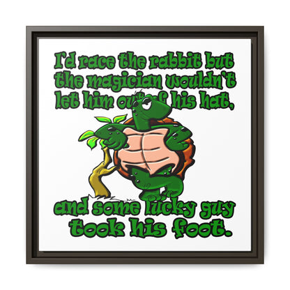 turtle race - framed canvas art (white)