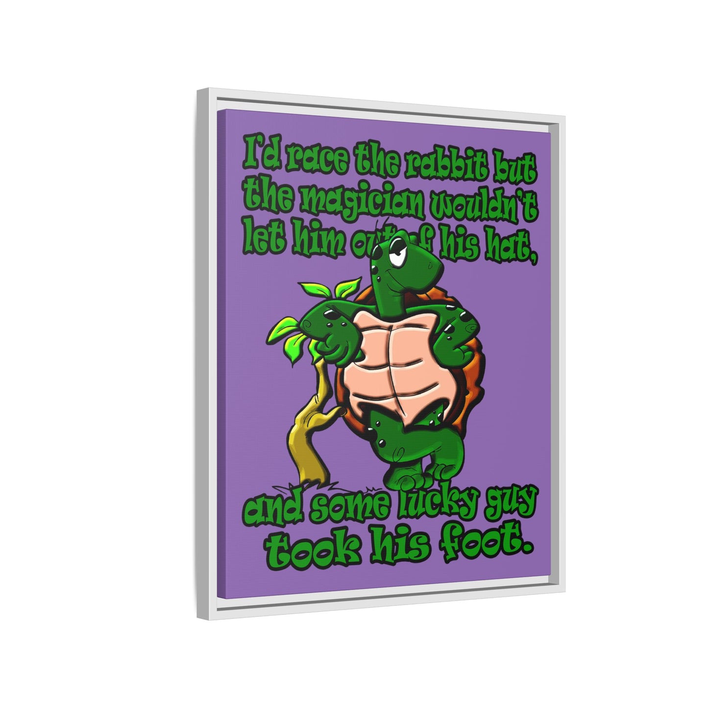 turtle race - framed canvas art (light purple)