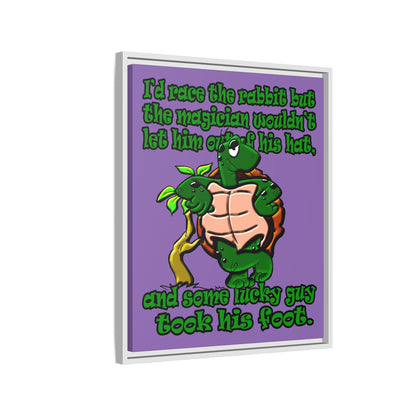 turtle race - framed canvas art (light purple)