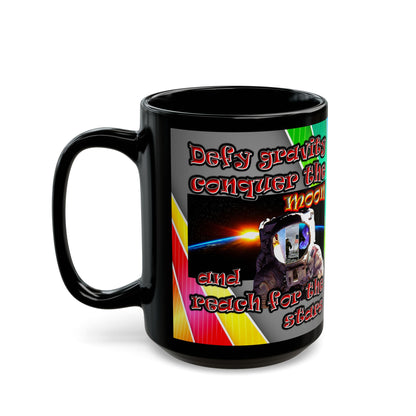 defy conquer reach - Black Mug (rainbow split)