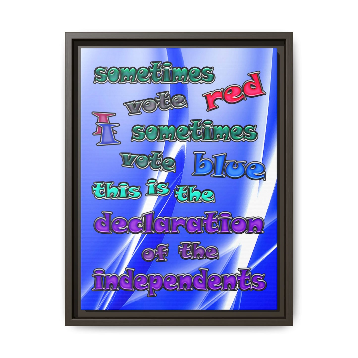 declaration of the independents - framed canvas art (blue-white wave)