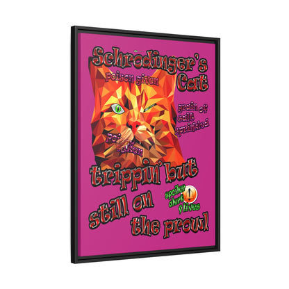 schrodinger's cat - framed canvas art (pink)