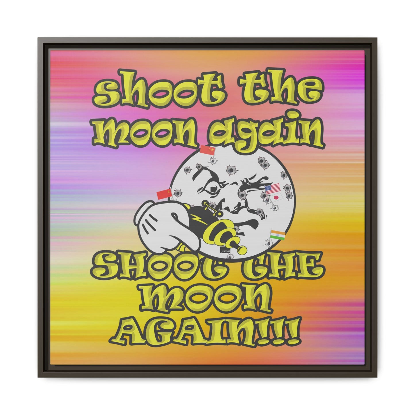 shoot the moon again - framed canvas art (color blur)