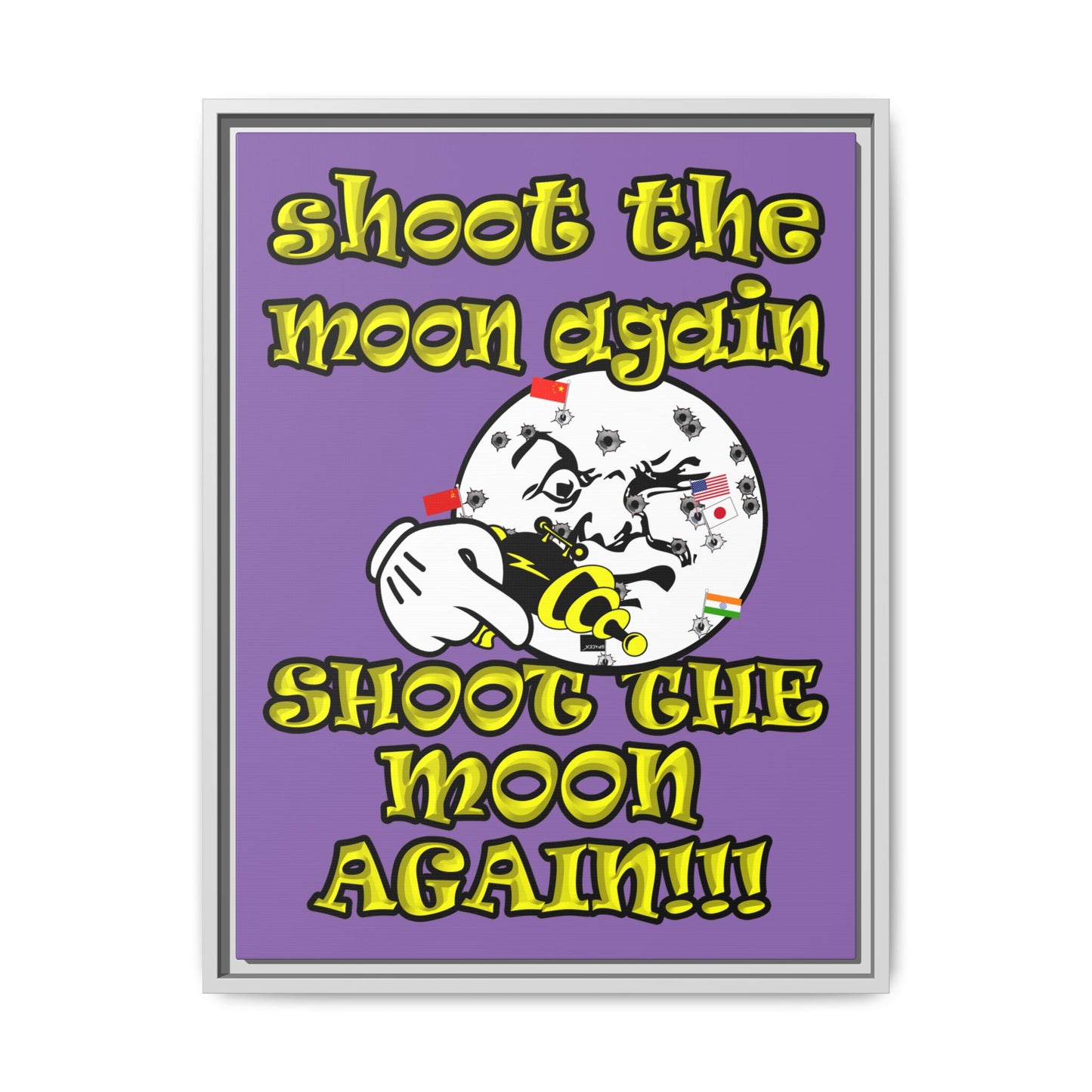 shoot the moon again - framed canvas art (light purple)