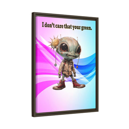 I don't care that your green - framed canvas art (light blue-pink wave)
