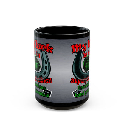 my luck - Black Mug (brushed nickel)