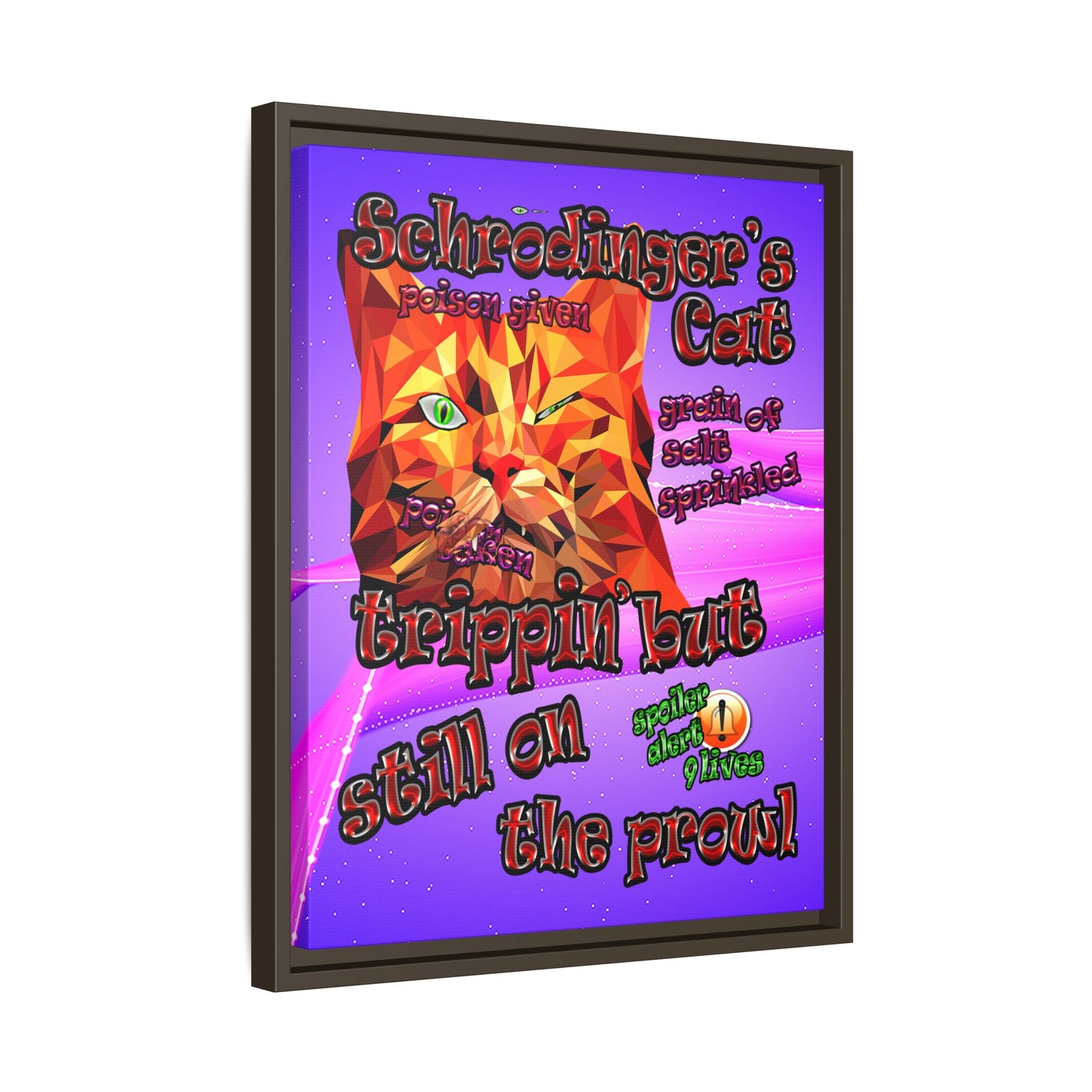schrodinger's cat - framed canvas art (purple-pink wave)